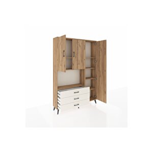 Arges Dolap 7 Raflı 3 Çekmeceli 3 Kapaklı 132x30x195 Çam-çam/aytaşı