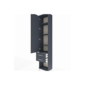 Arges Dolap 4 Raflı 2 Çekmeceli Tek Kapaklı 44x30x221 Antrasit-antrasit
