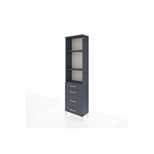 Arges Dolap 3 Raflı 4 Çekmeceli 60x30x221 Antrasit-antrasit