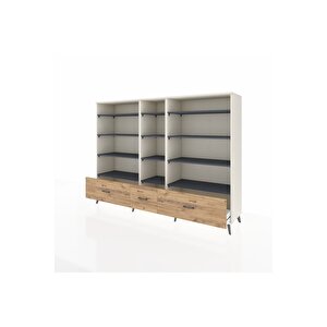 Hyperion Dolap 12 Raflı 3 Çekmeceli  220x44x163 Aytaşı-antrasit/çam