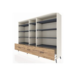 Hyperion Dolap 12 Raflı 3 Çekmeceli  220x44x163 Aytaşı-antrasit/çam