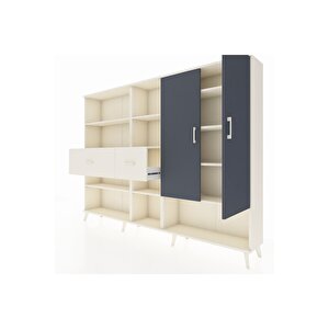 Arges Dolap 10 Raflı 2 Çekmeceli 2 Kapaklı 220x30x163 Aytaşı-antrasit/aytaşı