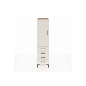 Arges Dolap 2 Raflı 4 Çekmeceli Tek Kapaklı 44x30x182 Çam-aytaşı