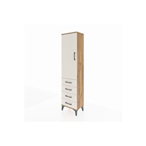 Arges Dolap 2 Raflı 4 Çekmeceli Tek Kapaklı 44x30x182 Çam-aytaşı