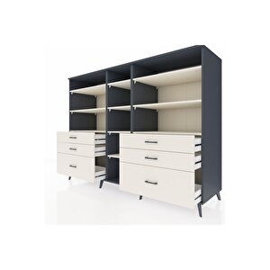 Kronos Dolap 10 Raflı 6 Çekmeceli  220x59x163 Antrasit-aytaşı