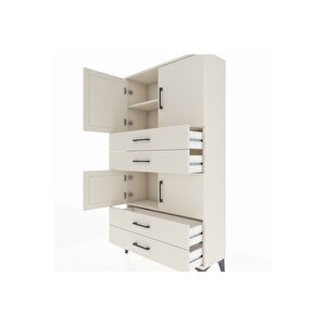 Arges Dolap 3 Raflı 4 Çekmeceli 4 Kapaklı 88x30x163 Aytaşı-aytaşı