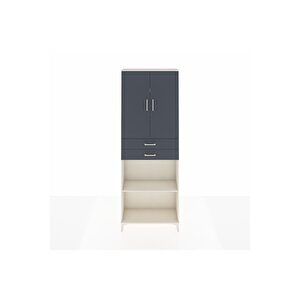Arges Dolap 4 Raflı 2 Çekmeceli 2 Kapaklı 88x30x243 Aytaşı-antrasit