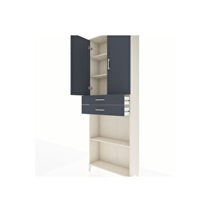 Arges Dolap 4 Raflı 2 Çekmeceli 2 Kapaklı 88x30x243 Aytaşı-antrasit