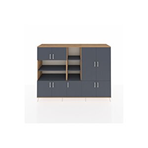 Hyperion Dolap 14 Raflı 9 Kapaklı 220x44x163 Çam-antrasit