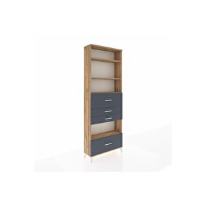 Arges Dolap 4 Raflı 4 Çekmeceli 88x30x243 Çam-antrasit