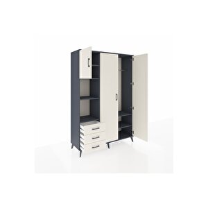 Hyperion Gardrop 6 Raflı 3 Çekmeceli Tek Askılı 132x44x195 Antrasit-aytaşı