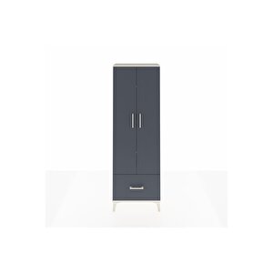 Arges Dolap 4 Raflı Tek Çekmeceli 2 Kapaklı 60x30x182 Aytaşı-antrasit