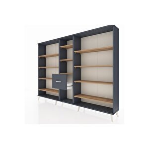 Arges Dolap 11 Raflı 3 Çekmeceli  220x30x163 Antrasit-çam/antrasit