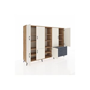 Hyperion Dolap 11 Raflı 3 Çekmeceli 7 Kapaklı 220x44x163 Çam-aytaşı/antrasit