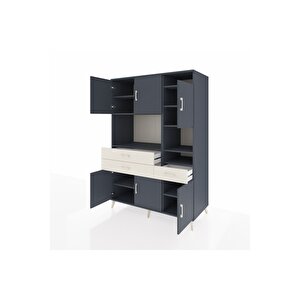 Kronos Dolap 10 Raflı 3 Çekmeceli 6 Kapaklı 132x59x195 Antrasit-antrasit/aytaşı