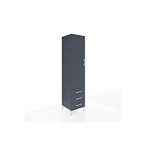 Hyperion Dolap 2 Raflı 3 Çekmeceli Tek Askılı 44x44x195 Antrasit-antrasit