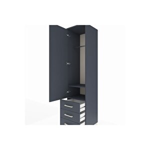 Hyperion Dolap 2 Raflı 3 Çekmeceli Tek Askılı 44x44x195 Antrasit-antrasit