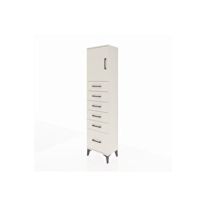 Arges Dolap Tek Raflı 6 Çekmeceli Tek Kapaklı 44x30x182 Aytaşı-aytaşı