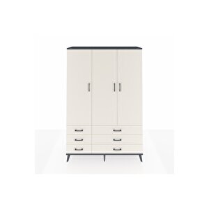 Hyperion Gardrop 5 Raflı 6 Çekmeceli Tek Askılı 132x44x195 Antrasit-aytaşı