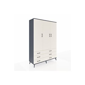 Hyperion Gardrop 5 Raflı 6 Çekmeceli Tek Askılı 132x44x195 Antrasit-aytaşı