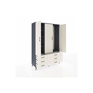 Hyperion Gardrop 5 Raflı 6 Çekmeceli Tek Askılı 132x44x195 Antrasit-aytaşı