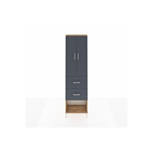 Arges Dolap 3 Raflı 2 Çekmeceli 2 Kapaklı 60x30x221 Çam-antrasit