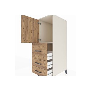 Kronos Dolap Tek Raflı 3 Çekmeceli Tek Kapaklı 44x59x134 Aytaşı-çam