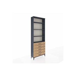 Arges Dolap 4 Raflı 5 Çekmeceli 88x30x243 Antrasit-çam