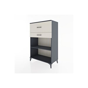 Hyperion Dolap Tek Raflı 2 Çekmeceli 88x44x134 Antrasit-aytaşı