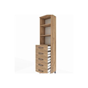 Arges Dolap 3 Raflı 5 Çekmeceli 44x30x182 Çam-çam