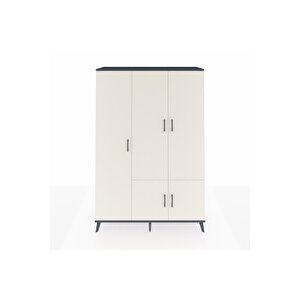 Hyperion Dolap 7 Raflı 5 Kapaklı Tek Askılı 132x44x195 Antrasit-aytaşı/antrasit