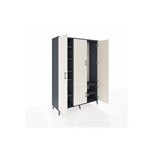 Hyperion Dolap 7 Raflı 5 Kapaklı Tek Askılı 132x44x195 Antrasit-aytaşı/antrasit