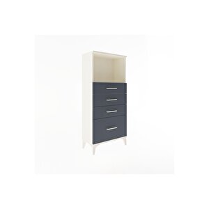 Arges Dolap Tek Raflı 4 Çekmeceli 60x30x134 Aytaşı-antrasit