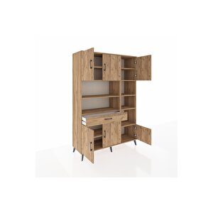 Hyperion Gardrop 10 Raflı Tek Çekmeceli 6 Kapaklı 132x44x195 Çam-çam