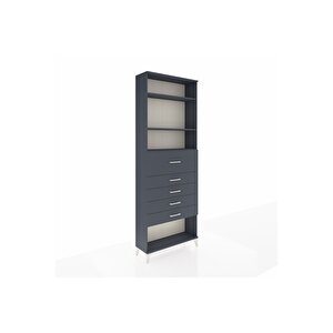 Arges Dolap 3 Raflı 5 Çekmeceli 88x30x243 Antrasit-antrasit