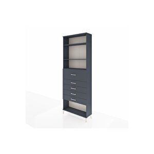 Arges Dolap 3 Raflı 5 Çekmeceli 88x30x243 Antrasit-antrasit