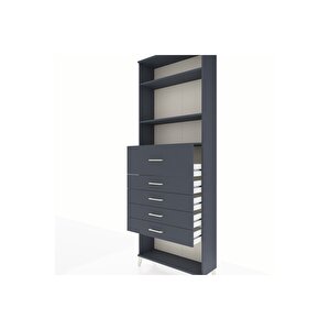 Arges Dolap 3 Raflı 5 Çekmeceli 88x30x243 Antrasit-antrasit