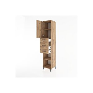 Hyperion Dolap 3 Raflı 3 Çekmeceli Tek Kapaklı 44x44x221 Çam-çam