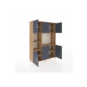 Hyperion Dolap 9 Raflı 6 Kapaklı 132x44x195 Çam-antrasit/çam