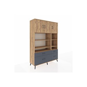 Hyperion Dolap 10 Raflı 4 Çekmeceli 3 Kapaklı 132x44x195 Çam-çam/antrasit