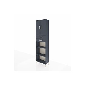 Arges Dolap 4 Raflı 2 Çekmeceli 2 Kapaklı 60x30x221 Antrasit-antrasit