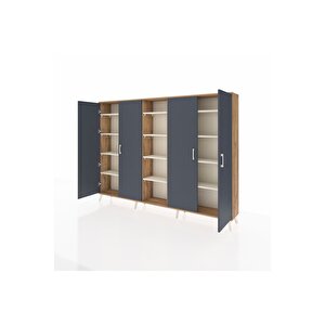 Arges Dolap 12 Raflı 4 Kapaklı 220x30x163 Çam-antrasit/aytaşı