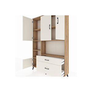 Arges Gardrop 7 Raflı 2 Çekmeceli 5 Kapaklı 132x30x195 Çam-aytaşı