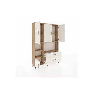 Arges Gardrop 7 Raflı 2 Çekmeceli 5 Kapaklı 132x30x195 Çam-aytaşı