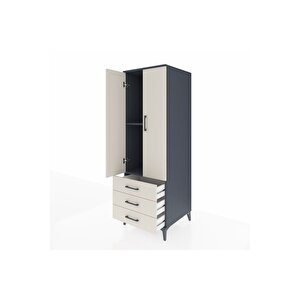 Kronos Dolap 2 Raflı 3 Çekmeceli 2 Kapaklı 60x59x182 Antrasit-aytaşı