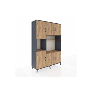 Hyperion Gardrop 9 Raflı 6 Kapaklı 132x44x195 Antrasit-çam