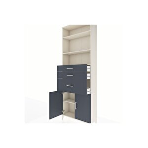 Arges Dolap 4 Raflı 3 Çekmeceli 2 Kapaklı 88x30x243 Aytaşı-antrasit