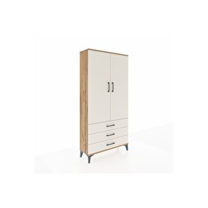 Arges Dolap 3 Raflı 3 Çekmeceli 2 Kapaklı 88x30x182 Çam-aytaşı