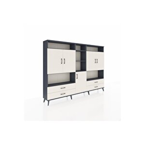 Arges Dolap 12 Raflı 4 Çekmeceli 5 Kapaklı 220x30x163 Antrasit-aytaşı