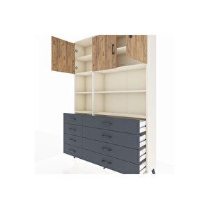 Arges Dolap 8 Raflı 8 Çekmeceli 3 Kapaklı 132x30x195 Aytaşı-çam/antrasit